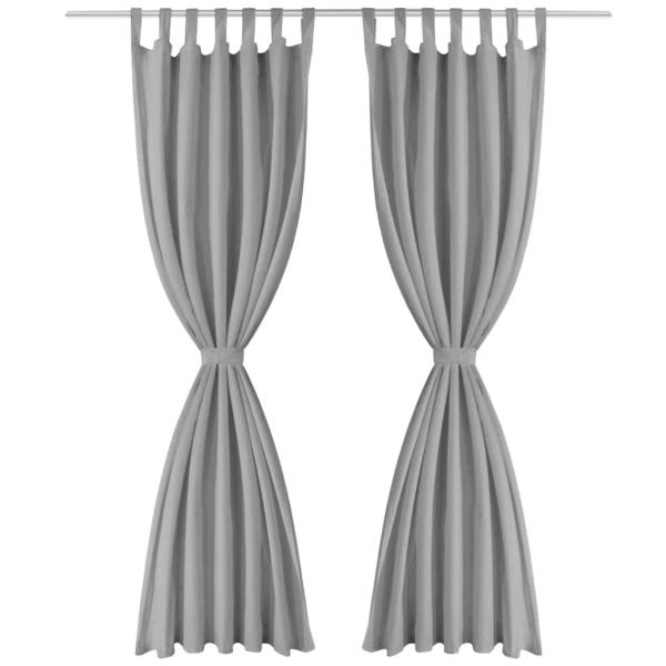 Vorhänge aus Mikro-Satin 2 Stk. mit Schlaufen 140×175 cm Grau