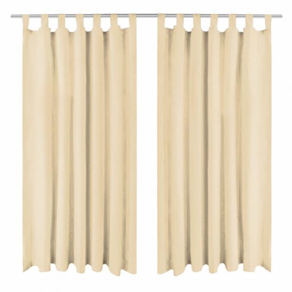 ARDEBO.de - Vorhänge Mikro-Satin 2 Stk. mit Schlaufen 140x245 cm Beige