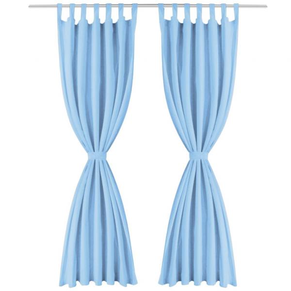 Vorhänge Mikro-Satin 2 Stk. mit Schlaufen 140 x 225 cm Türkis