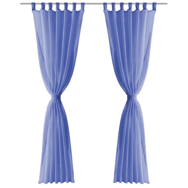 Voile-Gardinen 2 Stk. 140 x 175 cm Königsblau