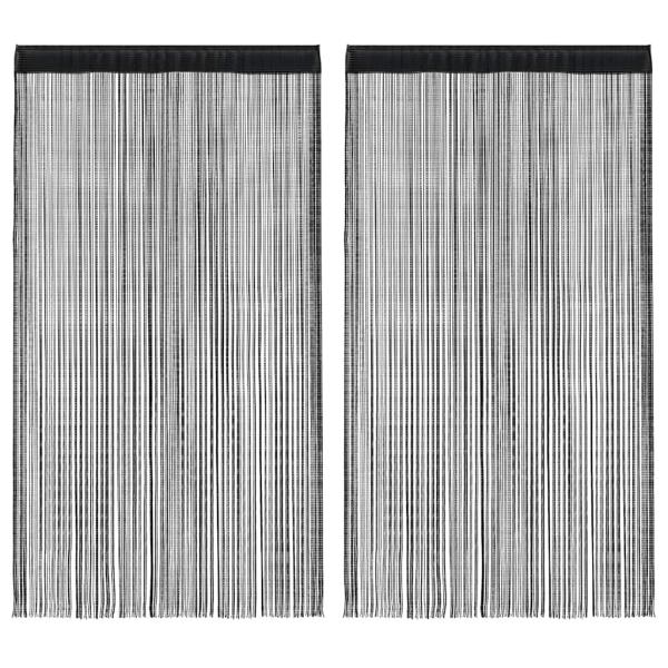 Fadenvorhänge 2 Stk. 100 x 250 cm Schwarz