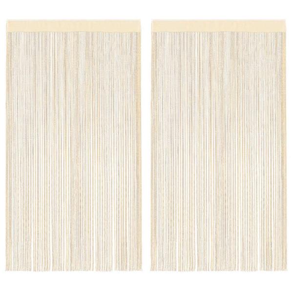 Fadenvorhänge 2 Stk. 140 x 250 cm Cremefarben