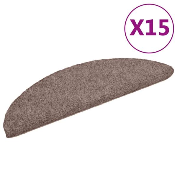 15 Stk. Selbstklebende Treppenmatten Nadelvlies 56x17x3cm Braun