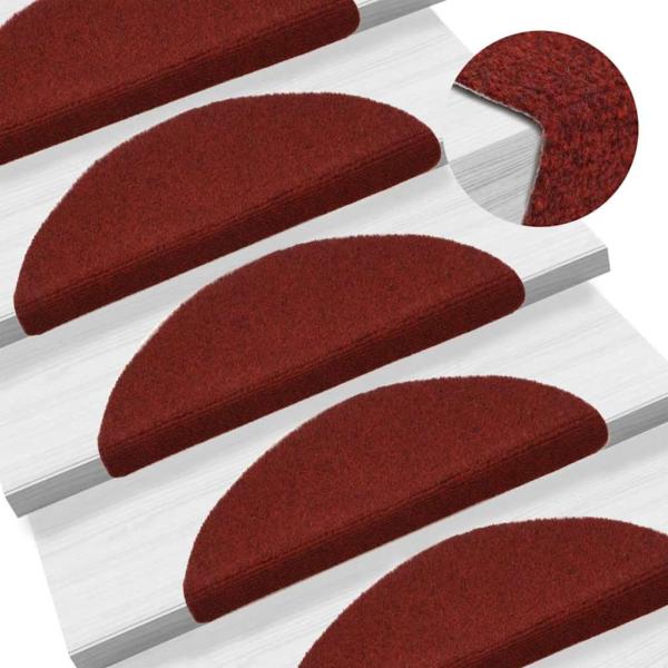 Stufenmatten Selbstklebend 15 Stk. 56x17x3 cm Bordeauxrot Halbrund