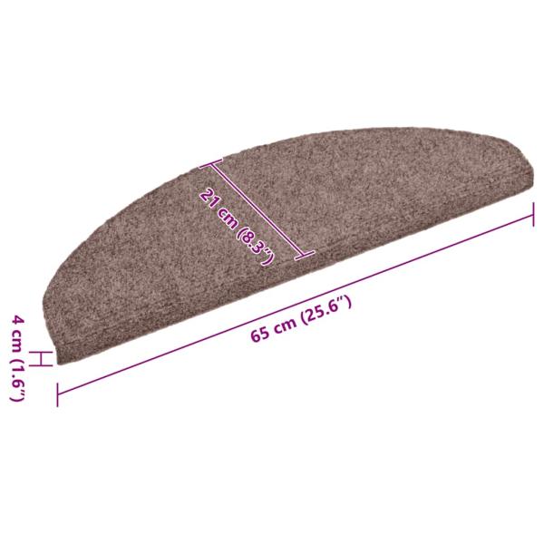 15-tlg Selbstklebende Treppenmatten Nadelvlies 65x21x4cm Braun