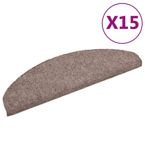15-tlg Selbstklebende Treppenmatten Nadelvlies 65x21x4cm Braun
