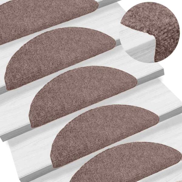 15-tlg Selbstklebende Treppenmatten Nadelvlies 65x21x4cm Braun