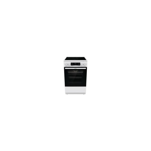 ARDEBO.de Gorenje GEC5C41WG Elektro-Standherd, 50cm breit, 70L, Glaskeramik, Pizza-Funkion, AquaClean, Auftaufunktion, weiß