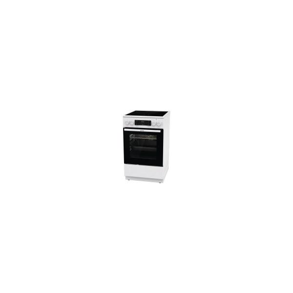Gorenje GEC5C41WG Elektro-Standherd, 50cm breit, 70L, Glaskeramik, Pizza-Funkion, AquaClean, Auftaufunktion, weiß