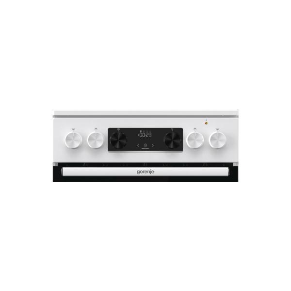 Gorenje GEC5C41WG Elektro-Standherd, 50cm breit, 70L, Glaskeramik, Pizza-Funkion, AquaClean, Auftaufunktion, weiß