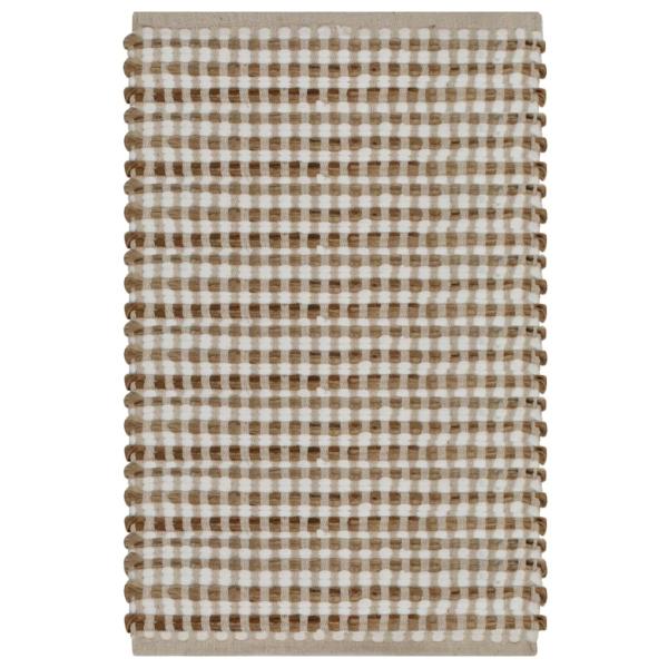 Handgewebtes Badematten-Set Jute Stoff Natur und Weiß