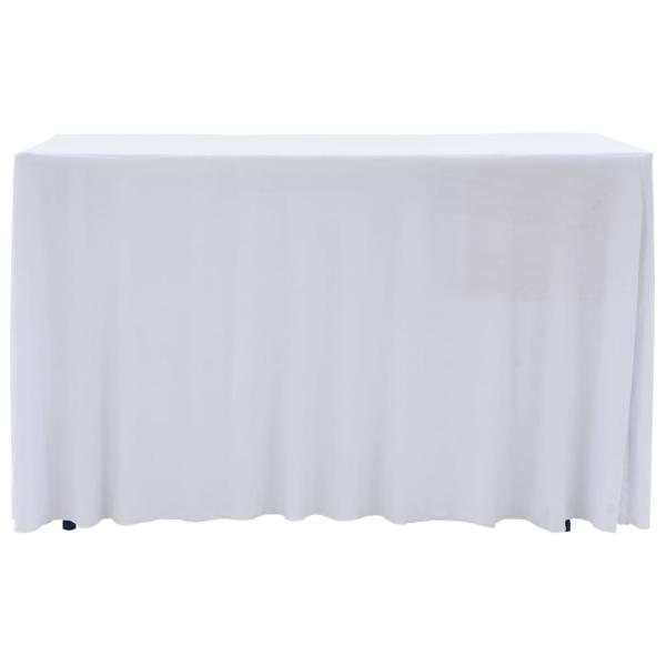 2 Stück Stretch-Tischdecken mit Rand Weiß 120 x 60,5 x 74 cm