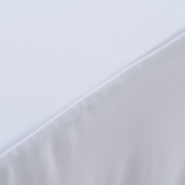 2 Stück Stretch-Tischdecken mit Rand Weiß 243 x 76 x 74 cm