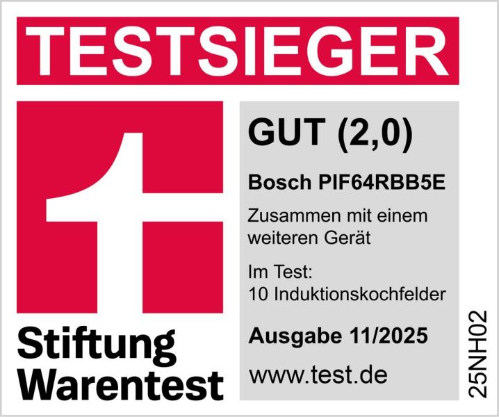 Bosch PIF64RBB5E Serie 4 Autarkes Induktionskochfeld, 60 cm breit, mit Rahmen aufliegend, Touch Select, schwarz