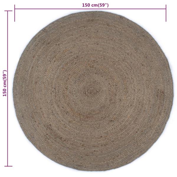 Teppich Handgefertigt Jute Rund 150 cm Grau