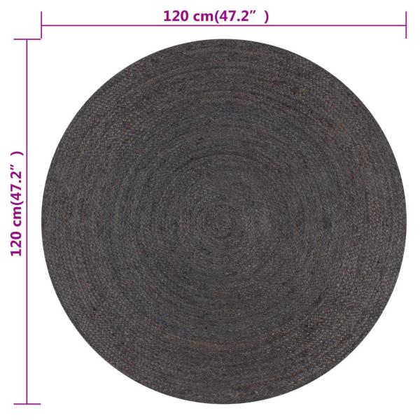  Teppich Handgefertigt Jute Rund 120 cm Dunkelgrau