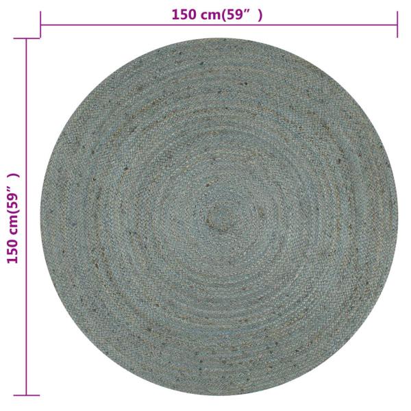 Teppich Handgefertigt Jute Rund 150 cm Olivgrün