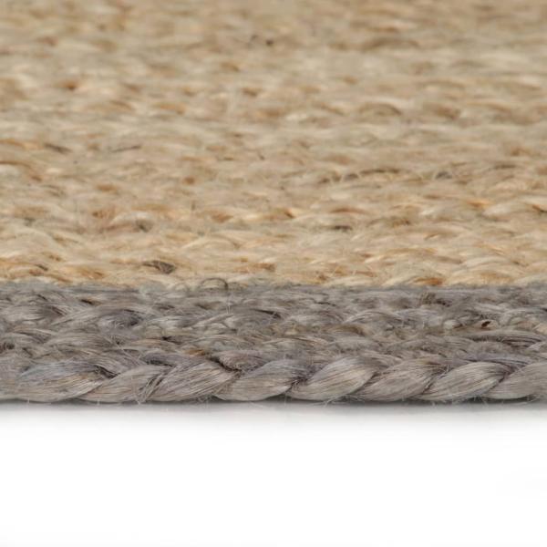 Teppich Handgefertigt Jute mit Grauem Rand 90 cm