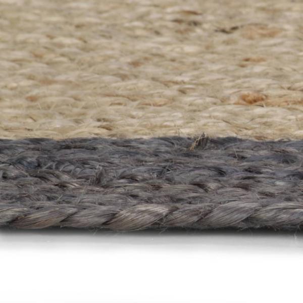 Teppich Handgefertigt Jute mit Dunkelgrauem Rand 90 cm
