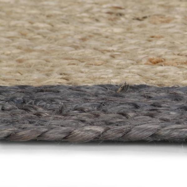 Teppich Handgefertigt Jute mit Dunkelgrauem Rand 120 cm