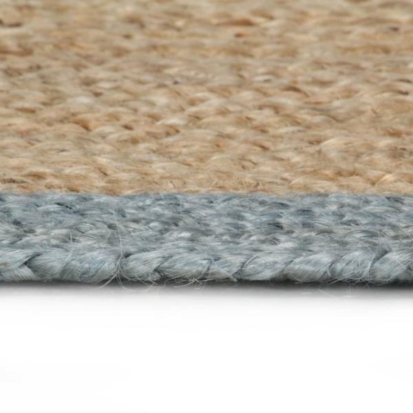Teppich Handgefertigt Jute mit Olivgrünem Rand 90 cm
