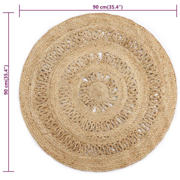 Teppich Handgefertigt Jute Geflochten 90 cm