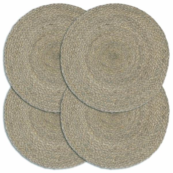 ARDEBO.de - Tischsets 4 Stk. Grau 38 cm Rund Jute