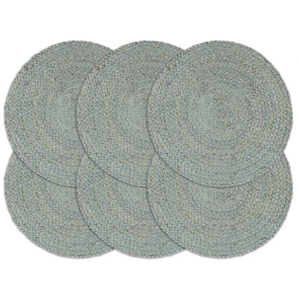 ARDEBO.de - Tischsets 6 Stk. Uni Olivgrün 38 cm Rund Jute