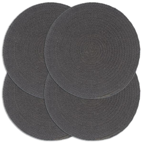 Tischsets 4 Stk. Dunkelgrau 38 cm Rund Baumwolle 