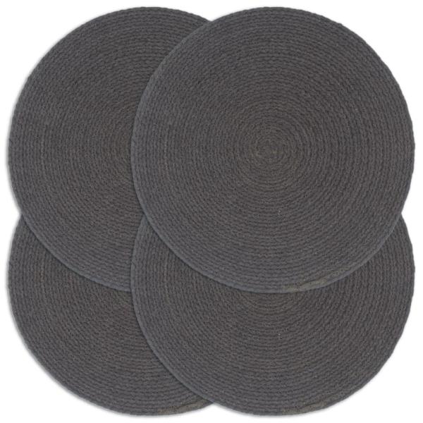 Tischsets 4 Stk. Dunkelgrau 38 cm Rund Baumwolle 