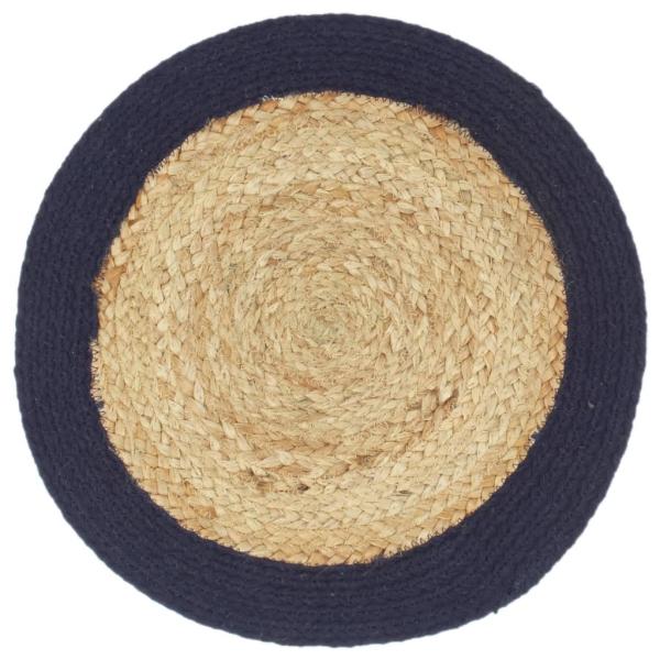 Tischsets 6 Stk. Natur und Marineblau 38 cm Jute und Baumwolle 