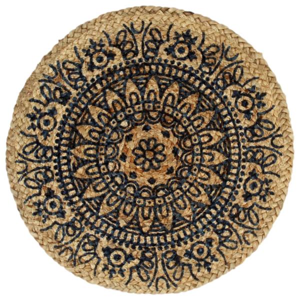 Tischsets 6 Stk. Dunkelblau 38 cm Rund Jute