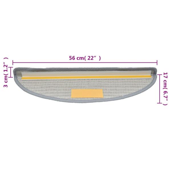 Stufenmatten 15 Stk. 56x17x3 cm Grau Halbrund