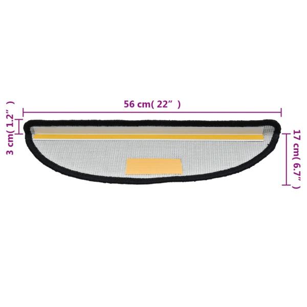 Stufenmatten 15 Stk. 56x17x3 cm Schwarz Halbrund