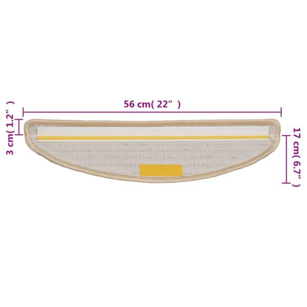 Stufenmatten 15 Stk. 56x17x3 cm Creme Halbrund