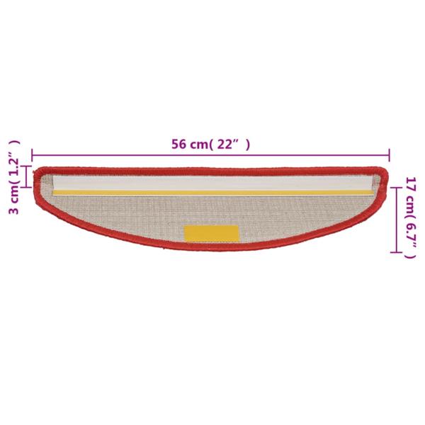 Stufenmatten 15 Stk. 56x17x3 cm Rot Halbrund