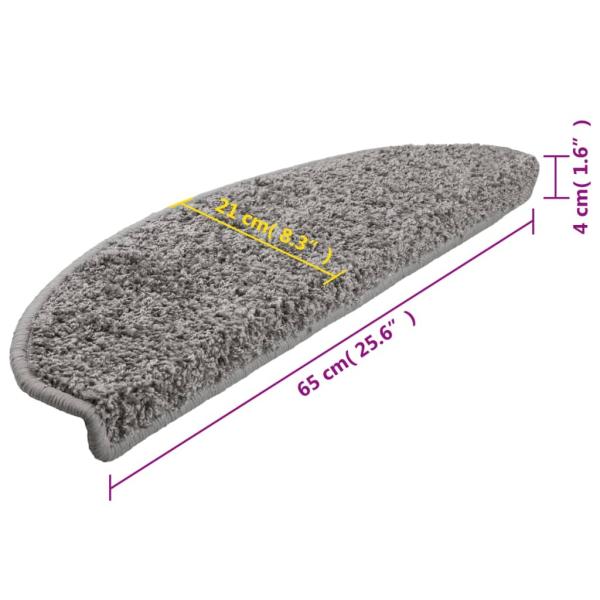 Treppenmatten 15 Stk. Grau 65x21x4 cm