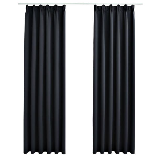 Verdunkelungsvorhänge mit Haken 2 Stk. Schwarz 140x175cm