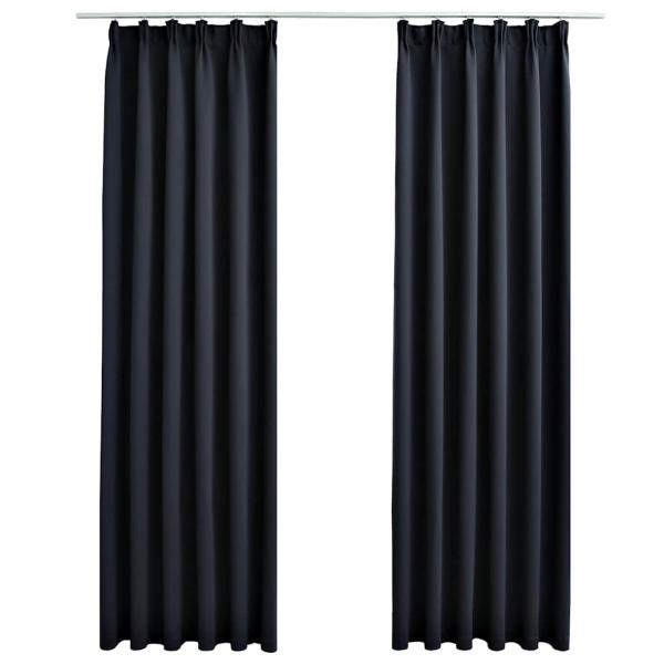 Verdunkelungsvorhänge mit Haken 2 Stk. Anthrazit 140x175cm