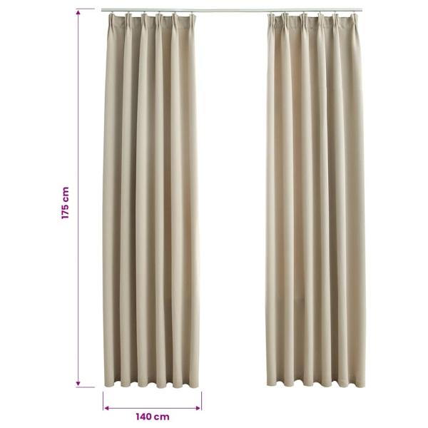 Verdunkelungsvorhänge mit Haken 2 Stk. Beige 140x175cm