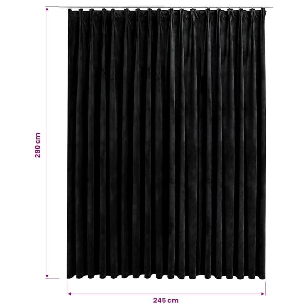 Verdunkelungsvorhang mit Haken Samt Schwarz 290 x 245 cm