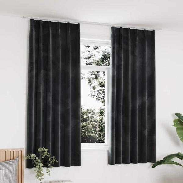 Verdunkelungsvorhänge mit Haken 2 Stk. Samt Anthrazit 140x175cm