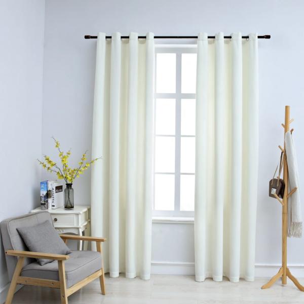 ARDEBO.de - Verdunkelungsvorhänge mit Ösen 2 Stk. Samt Creme 140x245 cm
