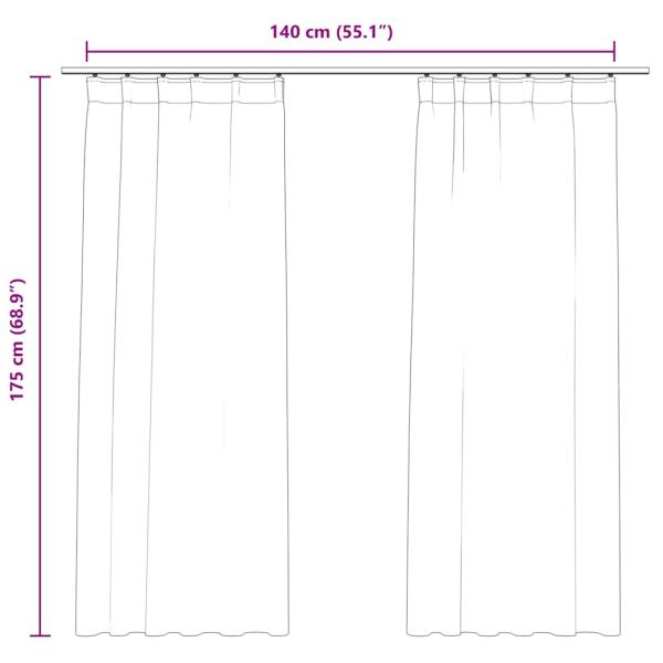 Verdunkelungsvorhänge mit Haken 2 Stk. Samt Creme 140x175cm