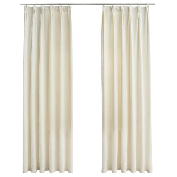Verdunkelungsvorhänge mit Haken 2 Stk. Samt Creme 140x225cm