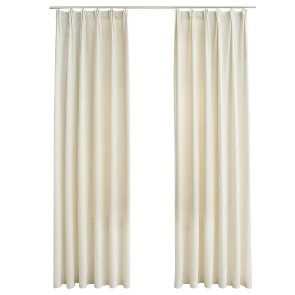 Verdunkelungsvorhänge mit Haken 2 Stk. Samt Creme 140x245cm