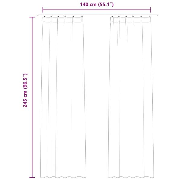 Verdunkelungsvorhänge mit Haken 2 Stk. Samt Creme 140x245cm