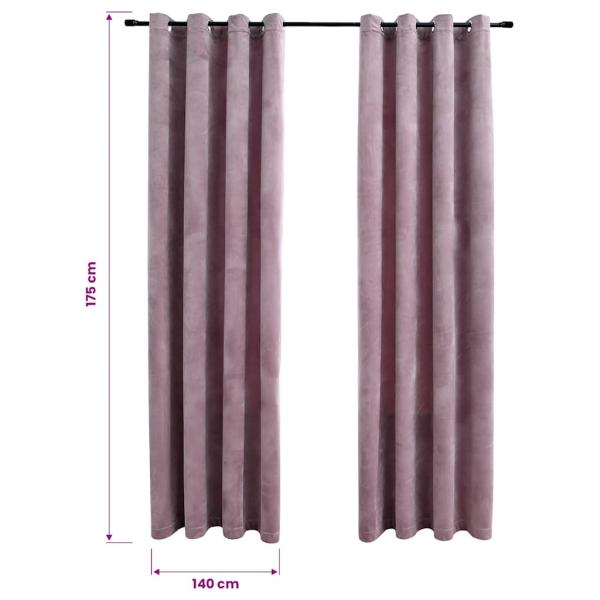 Verdunkelungsvorhänge mit Ösen 2 Stk. Samt Antik-Rosa 140x175cm