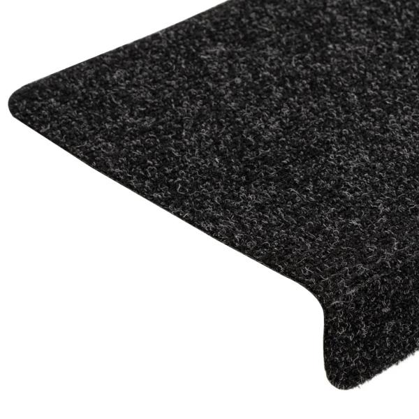 Treppenmatten 15 Stk. Nadelvlies 65x21x4 cm Schwarz
