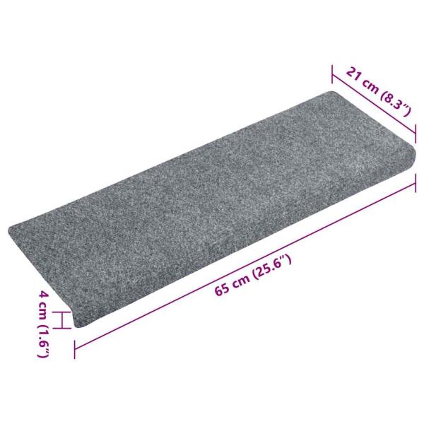 Treppenmatten 15 Stk. Nadelvlies 65x21x4 cm Hellgrau